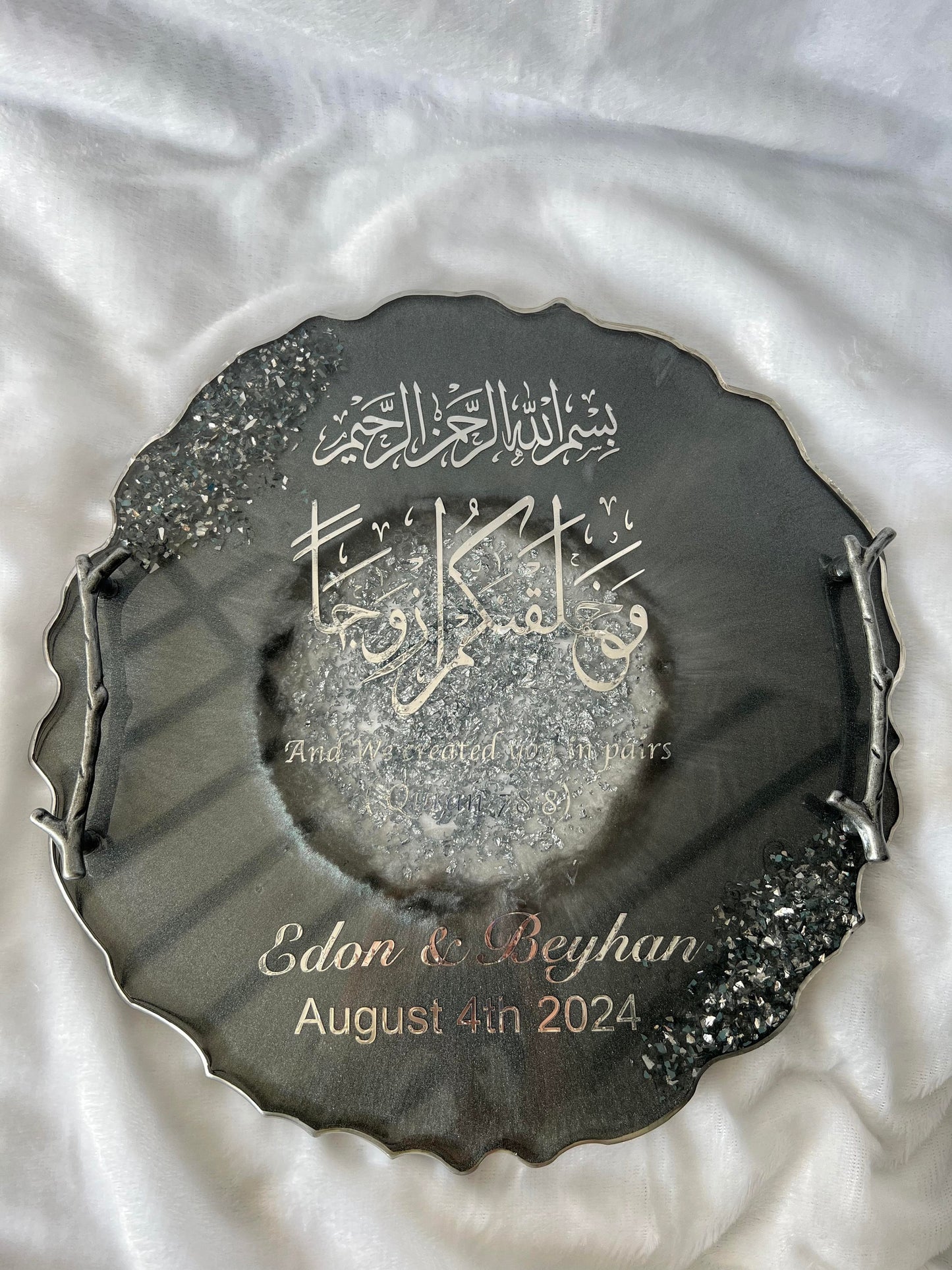 Personalized Nikah Tray, Resin Epoxy Tray, Handmade resin, Wedding Tray, Islamic Wedding Ring Tray, Engagement Tray, Wedding, Islamic Gifts