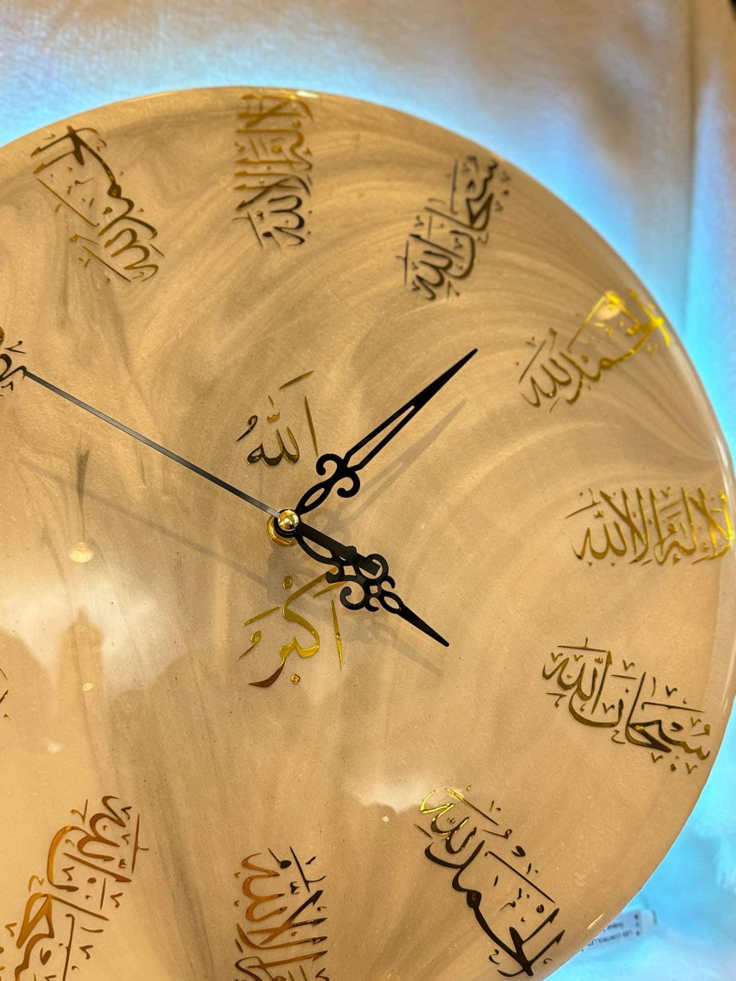 Tasbeh Clock | Resin/Wood Clock | Resin Art Decoration | Islamic Decoration | Islamic Clock