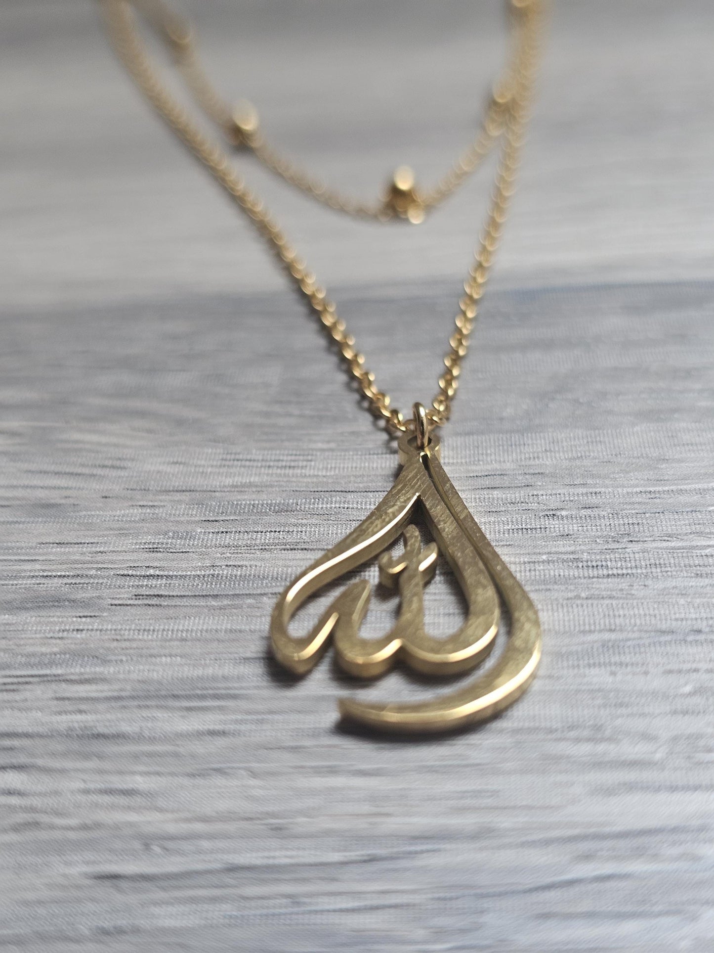 Allah Necklace - Unique Double Layer Islamic Jewelry - Gold Plated Gift for Muslim Women