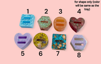 Custom wedding keepsake tray in pearl resin with hexagon ring holder and gold flakes, perfect for Muslim couples