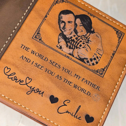 Personalized Wallet for Men – Custom Engraved Leather Wallet for Him – Fathers Day Gift, Dad Birthday Gift, husband gift, Money Holder