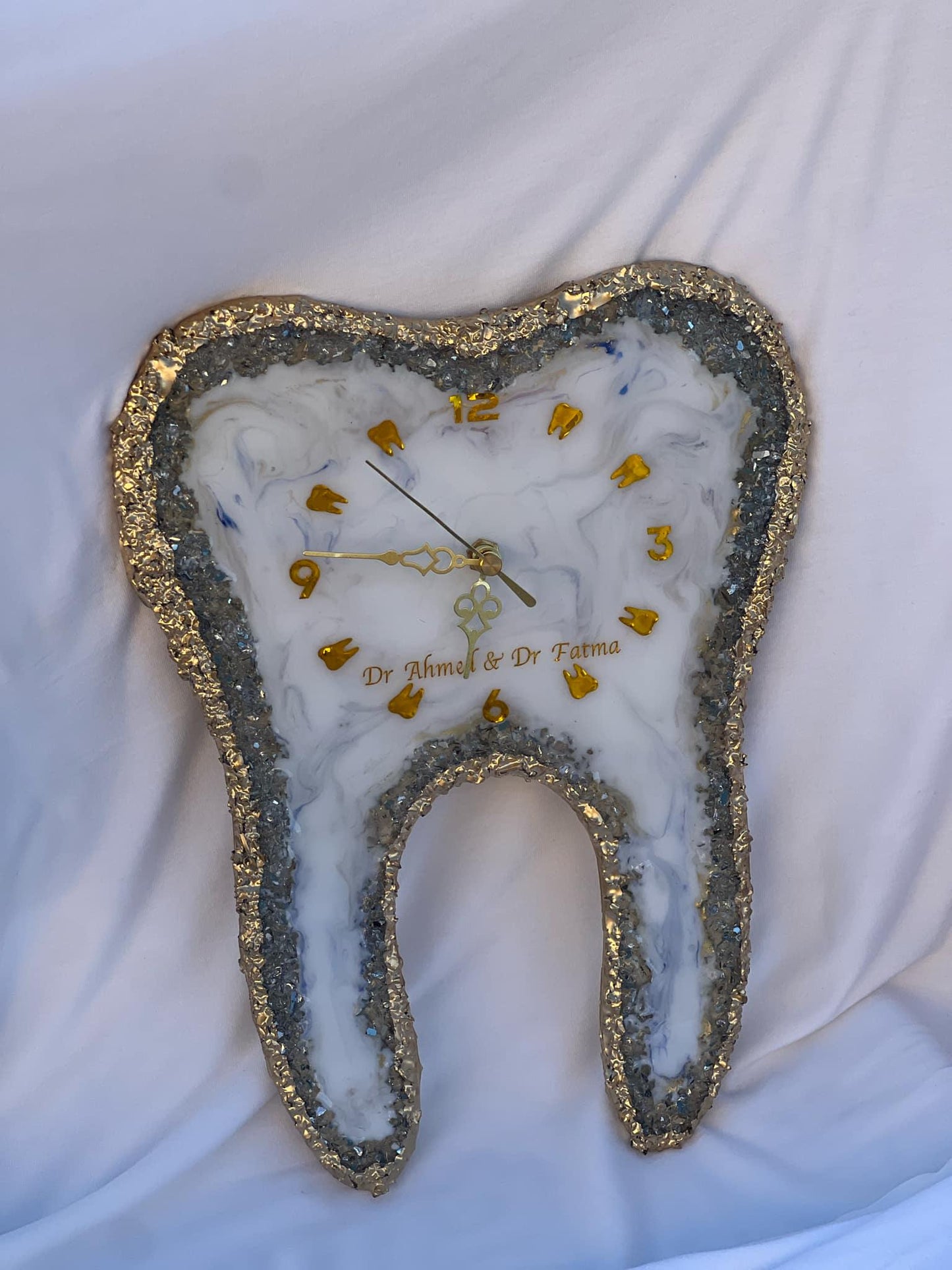 Custom Resin Tooth Clock, Dental Office Decor, Epoxy Wall Clock, Personalized Tooth Gift
