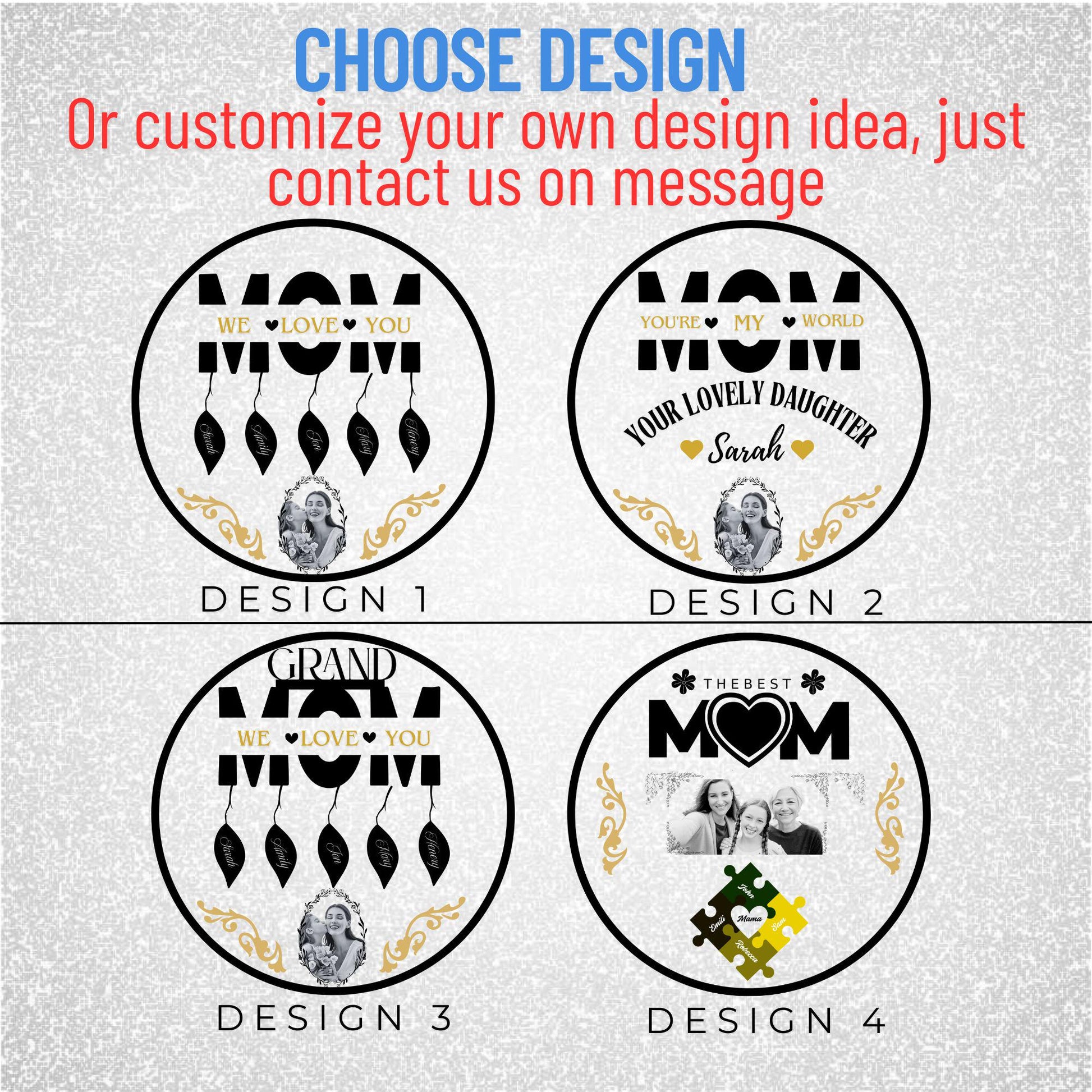 Choose your own design for Mom sign – 4 customizable layout options for Mother’s Day or Grandma gift