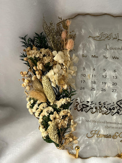 Personalized Floral Resin Plaque, Homemade resin, Nikkah Tray, Islamic Wedding Ring Tray, Engagement Tray, Wedding, Ring Dish, Islamic Gifts