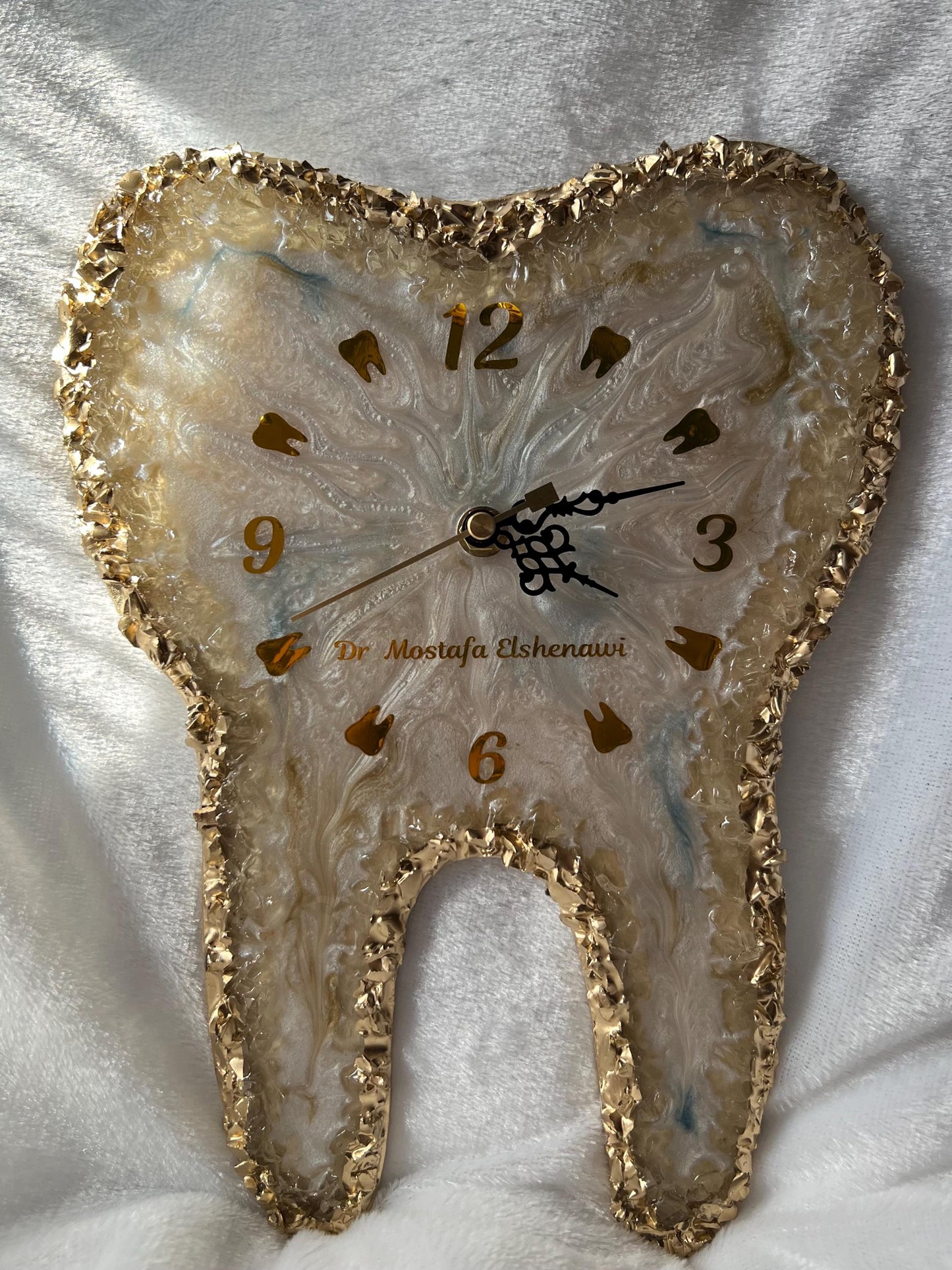 Custom Resin Tooth Clock, Dental Office Decor, Epoxy Wall Clock, Personalized Tooth Gift