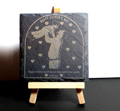 Set of 4 Slate Drink Coasters - Engraved Photo Slate Coasters - Custom Wedding Gift - Monogram Stone Coasters -Christmas Gift for Home