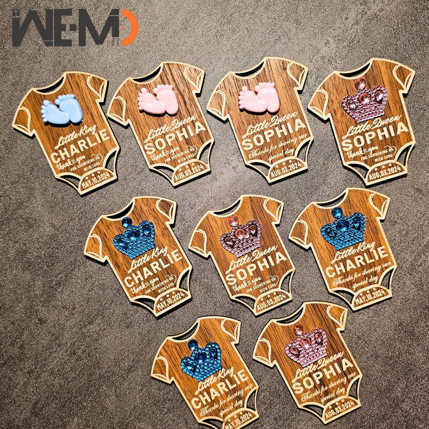 Custom Baby Shower Magnet Favor – Personalized Walnut Wood Baby Keepsake – Engraved Baby Name Gift – Newborn Party Favor – Rustic Magnetic Baby Shower Decoration – Unique Baby Boy Girl Gift Idea