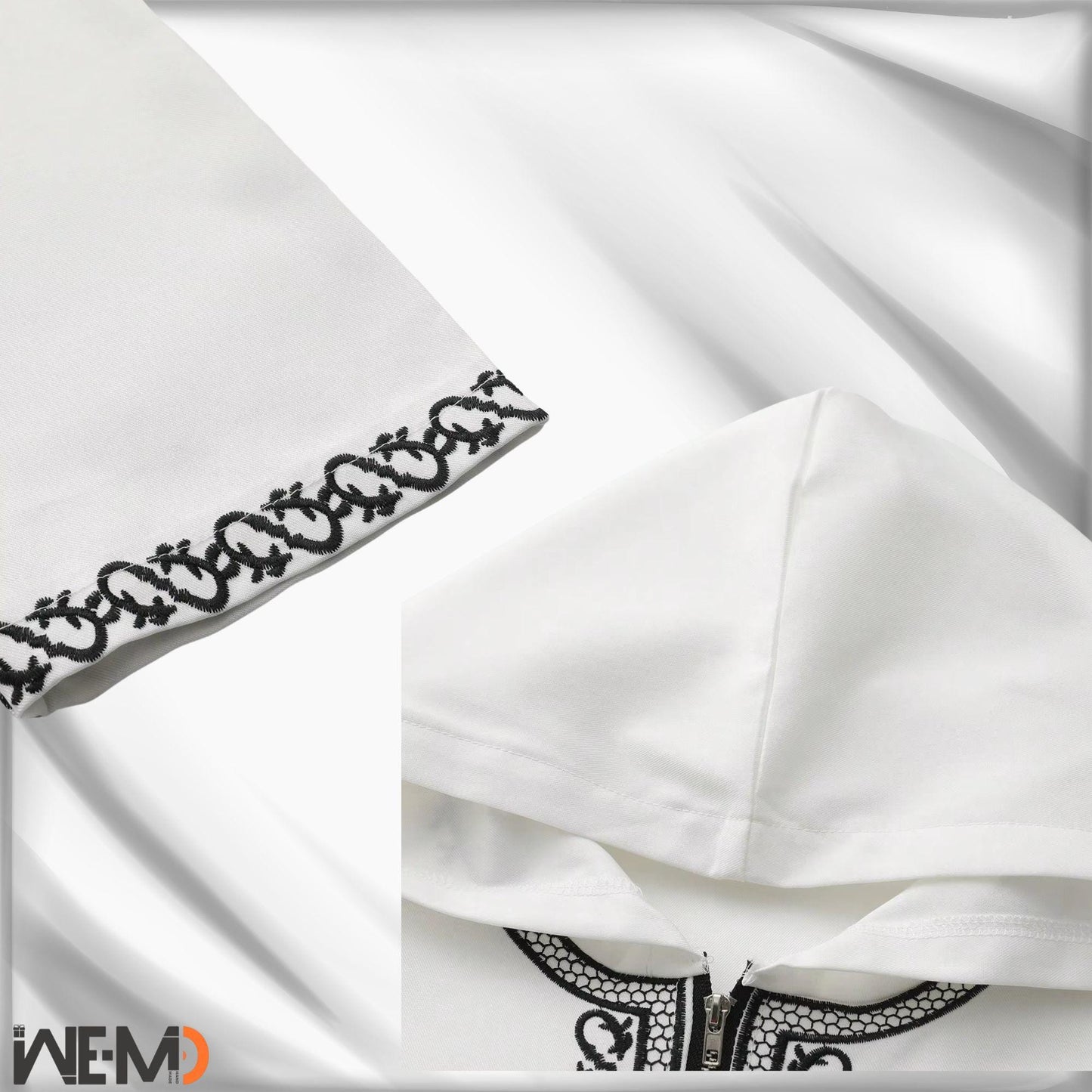 Luxury Embroidered Islamic Thobe for Men – Premium Arabic Kaftan Jubba Robe – Handmade Cotton or Linen Prayer Outfit – White & Black Dishdash for Ramadan, Eid, Wedding, Mosque – Gift for Muslim Husband or Father