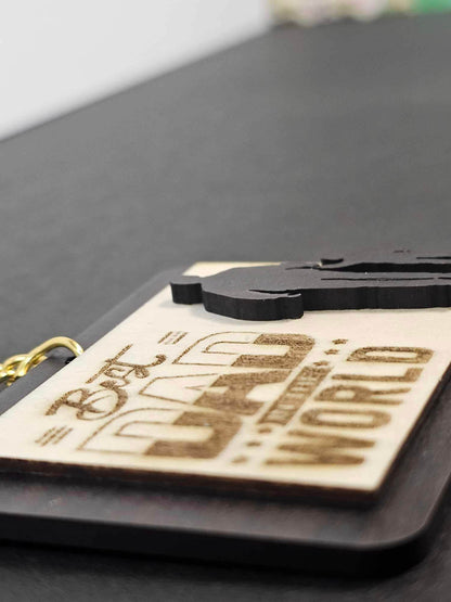 Father's Day Keychain, Wooden Engraved Keychain