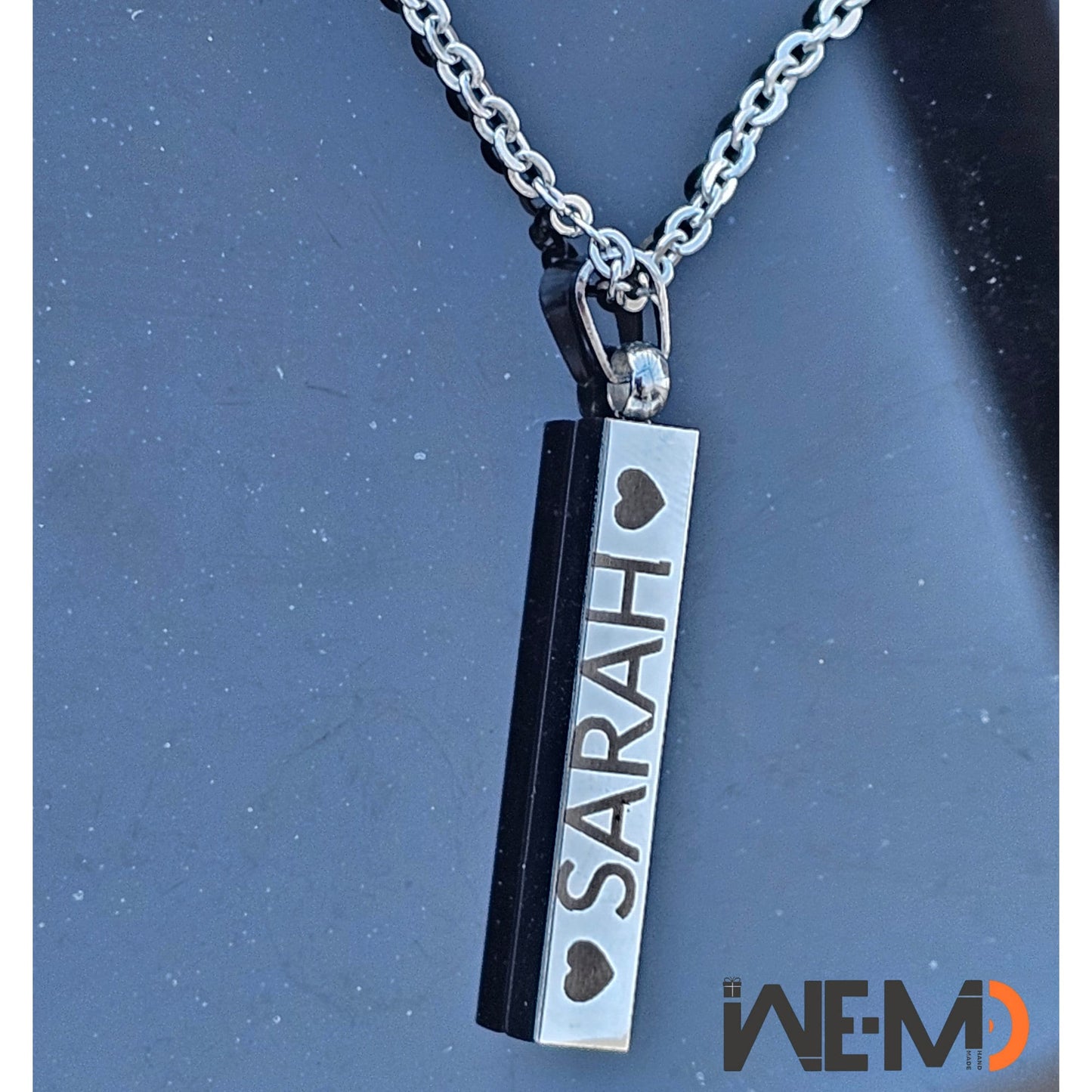 Personalized Necklace Names Engraved Coordinates, Vertical Bar Necklaces for Woman, Date Necklace 3D Bar Gold, Silver, Rose Gold Custom Gift