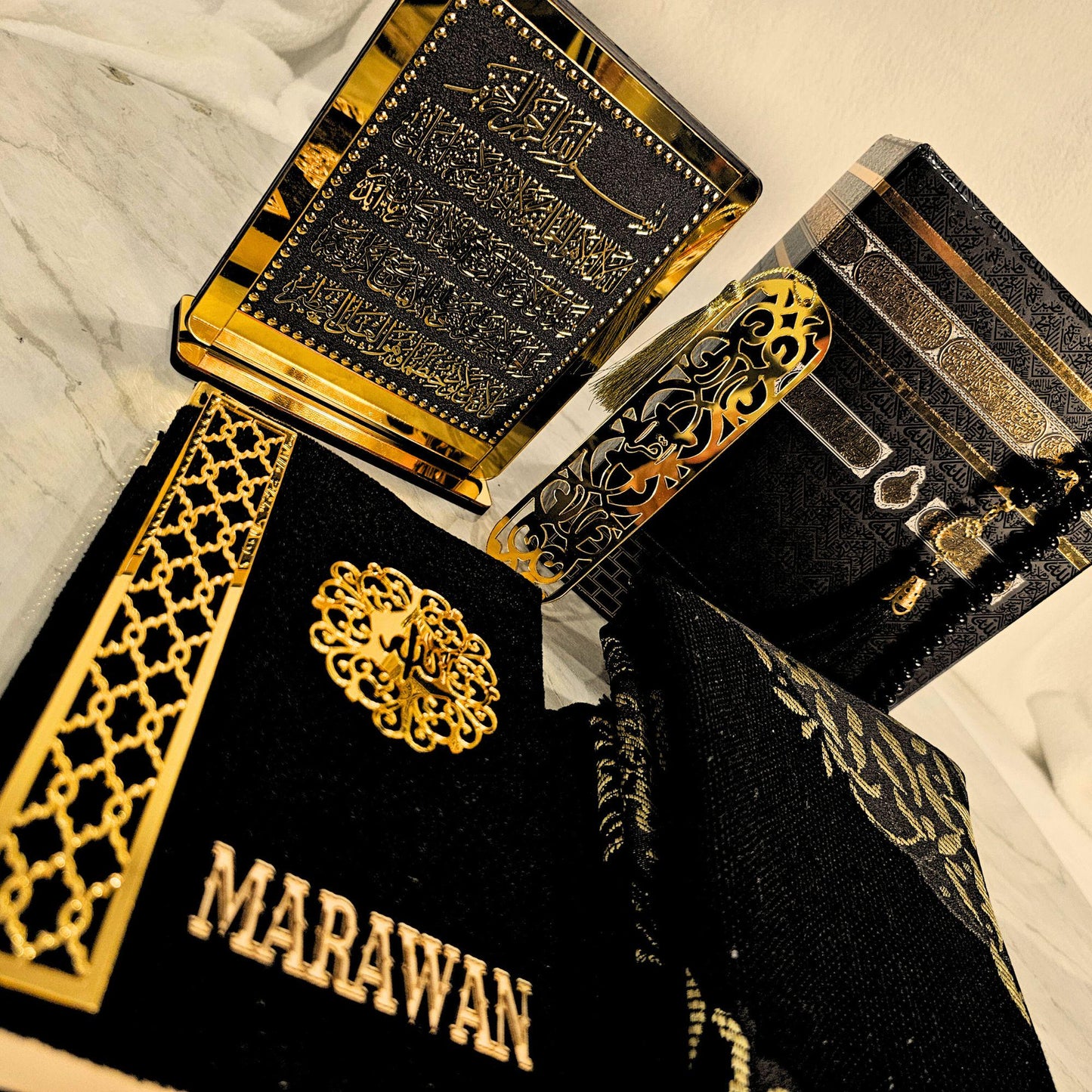Kaaba-inspired gift box closed, displaying its unique design and secure closure