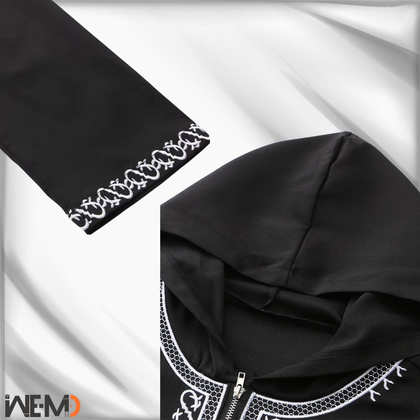 Luxury Embroidered Islamic Thobe for Men – Premium Arabic Kaftan Jubba Robe – Handmade Cotton or Linen Prayer Outfit – White & Black Dishdash for Ramadan, Eid, Wedding, Mosque – Gift for Muslim Husband or Father