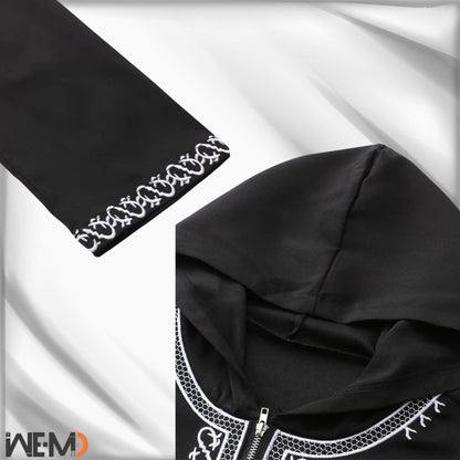 Luxury Embroidered Islamic Thobe for Men – Premium Arabic Kaftan Jubba Robe – Handmade Cotton or Linen Prayer Outfit – White & Black Dishdash for Ramadan, Eid, Wedding, Mosque – Gift for Muslim Husband or Father