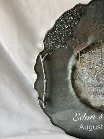 Personalized Nikah Tray, Resin Epoxy Tray, Handmade resin, Wedding Tray, Islamic Wedding Ring Tray, Engagement Tray, Wedding, Islamic Gifts