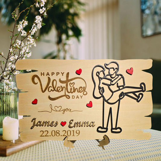 Personalized Wooden Valentine’s Gift – Engraved Love Plaque – Custom Couples Gift for Anniversaries, Weddings & Romantic Home Decor