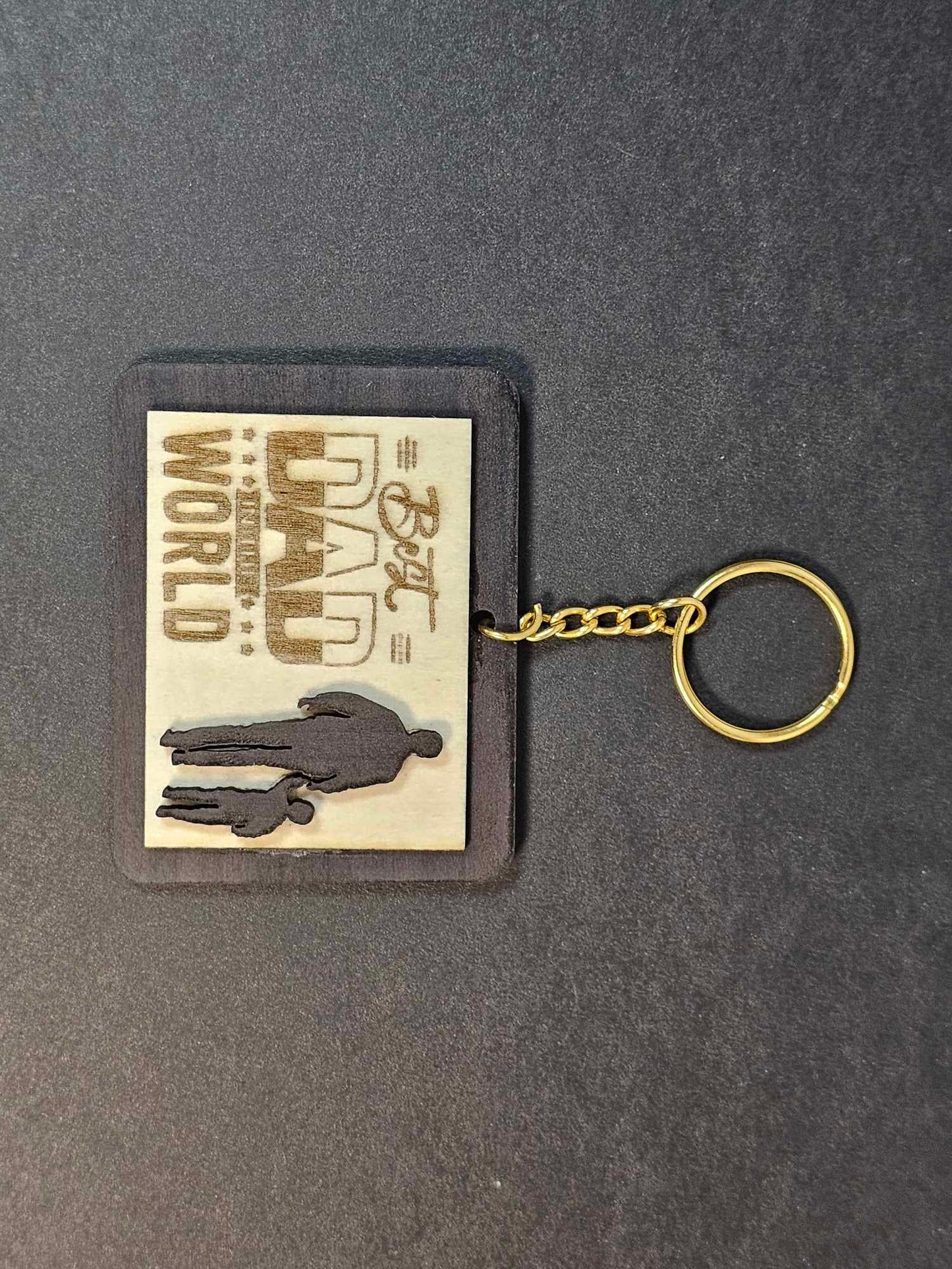 Father's Day Keychain, Wooden Engraved Keychain