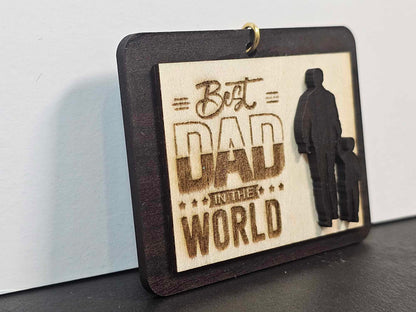 Father's Day Keychain, Wooden Engraved Keychain