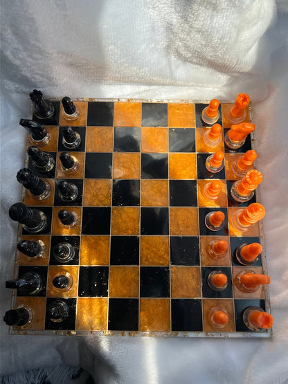 Resin Chessboard Set, Personalized Chess Pieces, Handmade Gift for Him, Father's Day Gift, Husband Present, Unique Strategy Game, Game Board