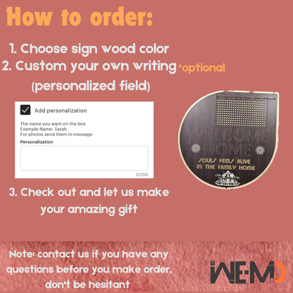 Customized Welcome Home Sign, engraved Wooden Sign