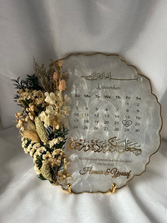 Personalized Floral Resin Plaque, Homemade resin, Nikkah Tray, Islamic Wedding Ring Tray, Engagement Tray, Wedding, Ring Dish, Islamic Gifts