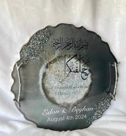 Personalized Nikah Tray, Resin Epoxy Tray, Handmade resin, Wedding Tray, Islamic Wedding Ring Tray, Engagement Tray, Wedding, Islamic Gifts