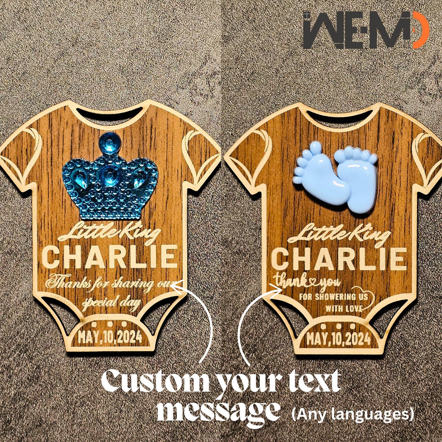 Custom Baby Shower Magnet Favor – Personalized Walnut Wood Baby Keepsake – Engraved Baby Name Gift – Newborn Party Favor – Rustic Magnetic Baby Shower Decoration – Unique Baby Boy Girl Gift Idea