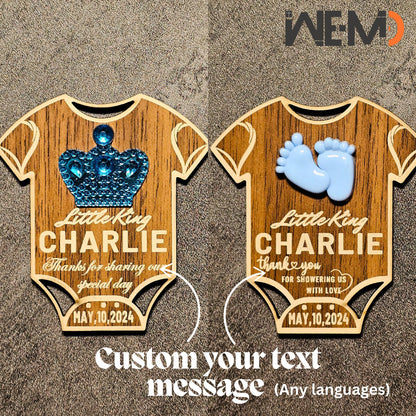 Custom Baby Shower Magnet Favor – Personalized Walnut Wood Baby Keepsake – Engraved Baby Name Gift – Newborn Party Favor – Rustic Magnetic Baby Shower Decoration – Unique Baby Boy Girl Gift Idea