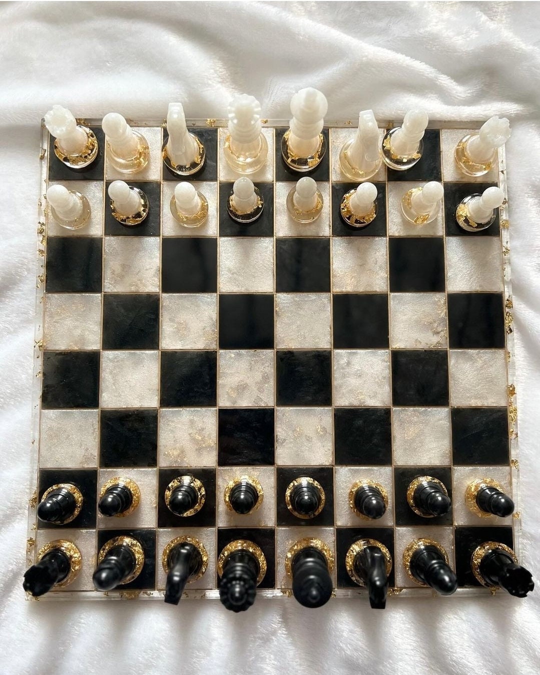 Resin Chessboard Set, Personalized Chess Pieces, Handmade Gift for Him, Father's Day Gift, Husband Present, Unique Strategy Game, Game Board
