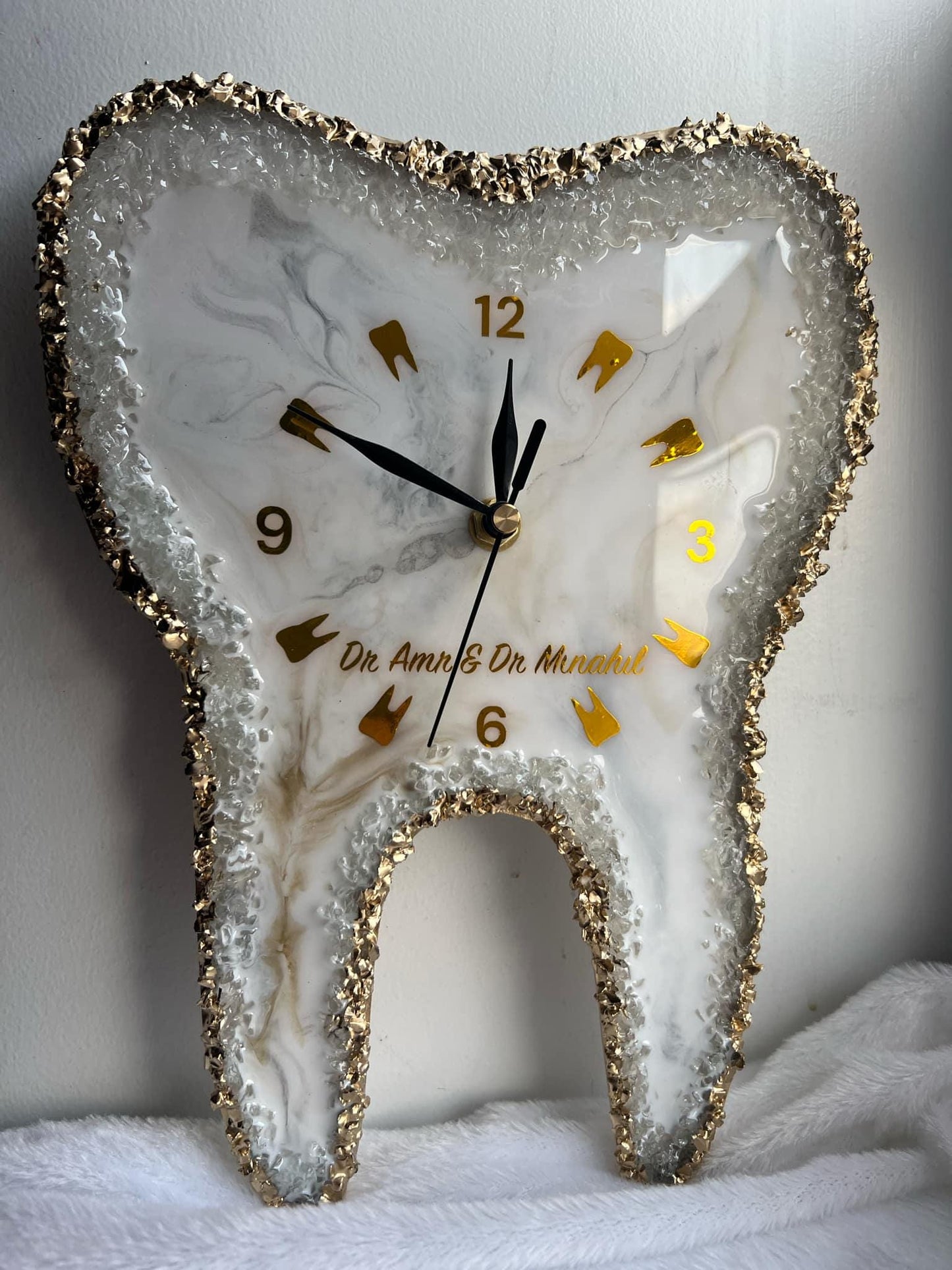 Custom Resin Tooth Clock, Dental Office Decor, Epoxy Wall Clock, Personalized Tooth Gift