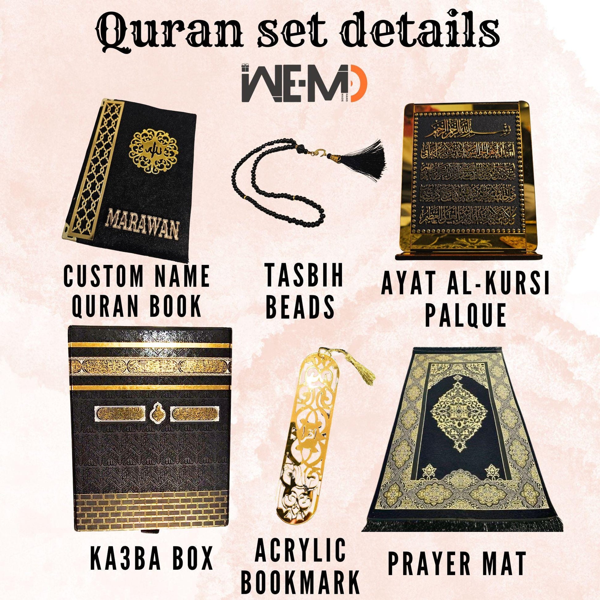 Complete Islamic Gift Set arranged aesthetically for presentation