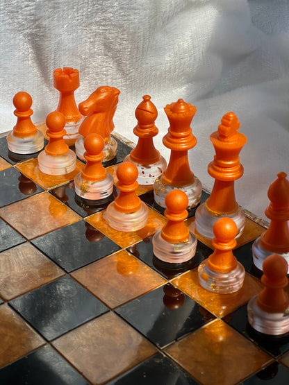 Resin Chessboard Set, Personalized Chess Pieces, Handmade Gift for Him, Father's Day Gift, Husband Present, Unique Strategy Game, Game Board