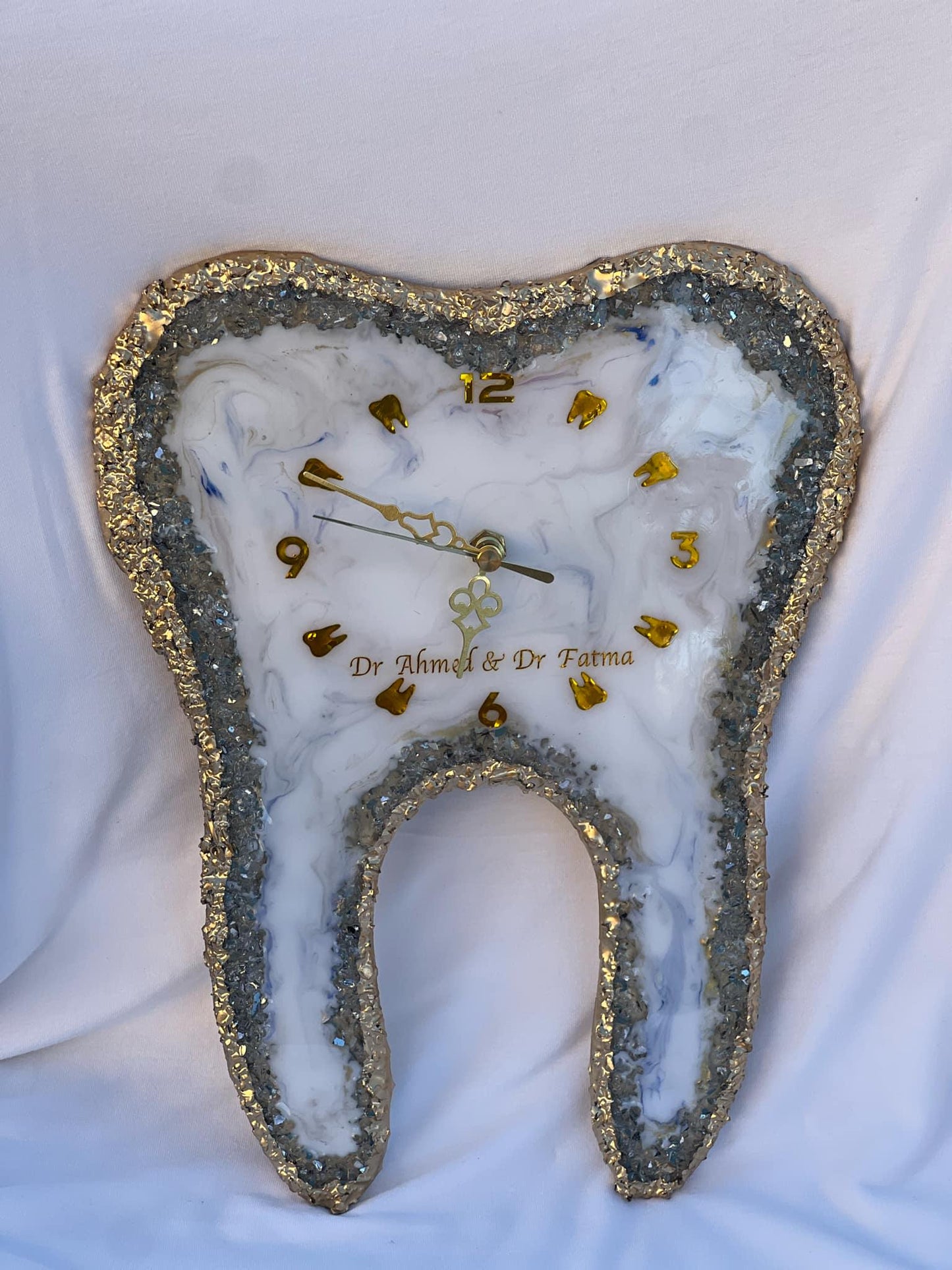 Custom Resin Tooth Clock, Dental Office Decor, Epoxy Wall Clock, Personalized Tooth Gift