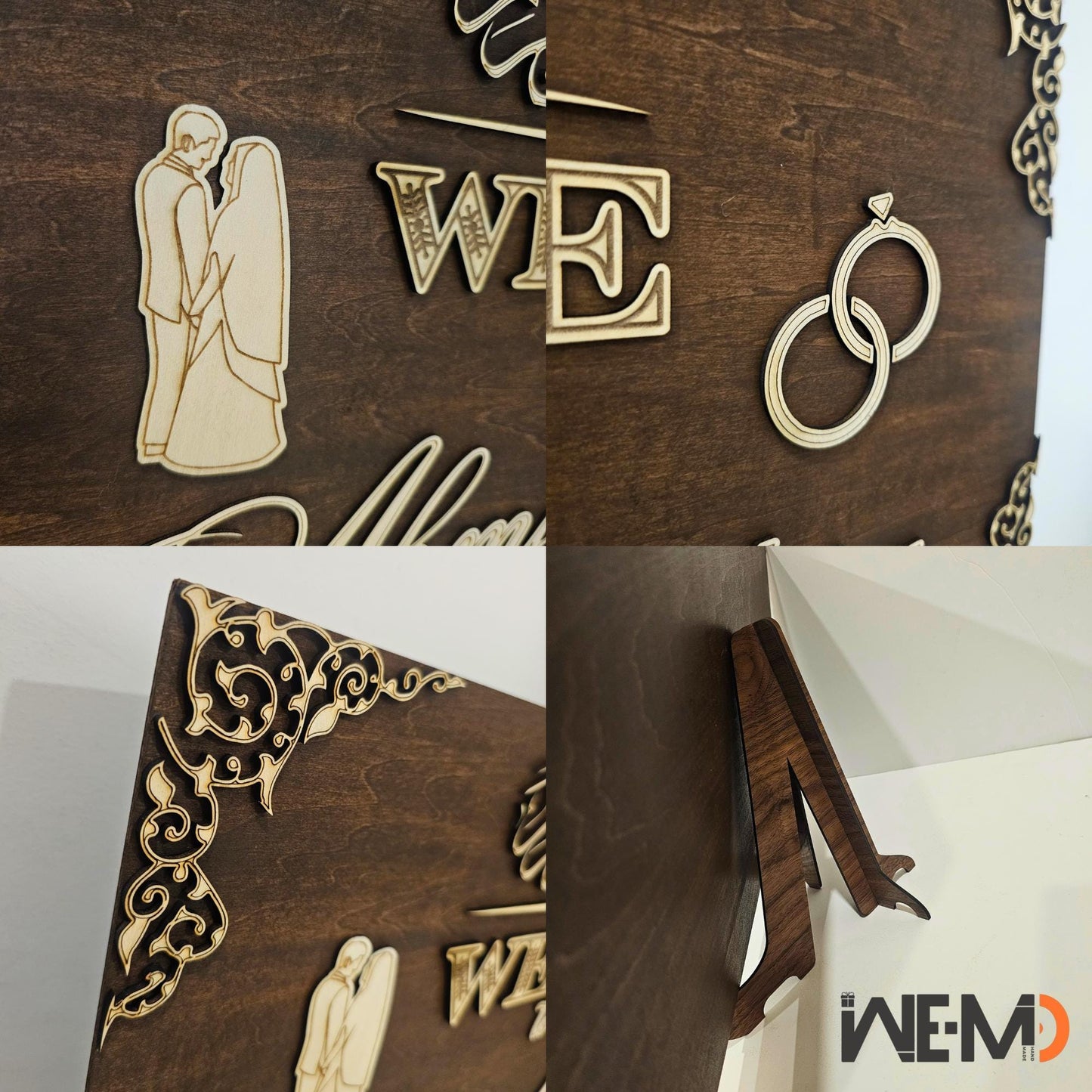 Personalized Wooden Nikkah Wedding Welcome Sign – Custom Islamic Wedding Decor with Arabic Calligraphy – Bismillah Sign for Nikkah Ceremony – Muslim Wedding Entrance Board – Engraved Wooden Nikkah Signage – Custom Muslim Wedding Sign