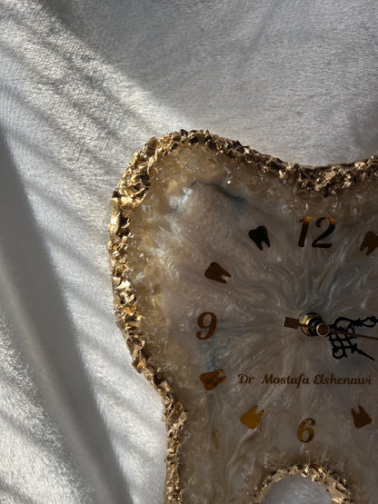 Custom Resin Tooth Clock, Dental Office Decor, Epoxy Wall Clock, Personalized Tooth Gift