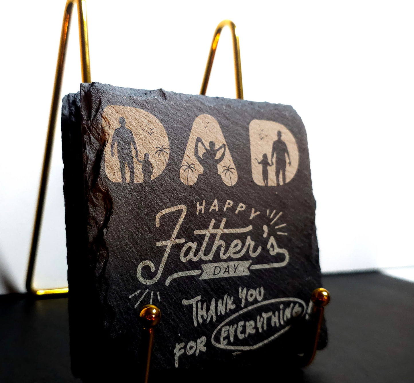 Set of 4 Slate Drink Coasters - Engraved Photo Slate Coasters - Custom Wedding Gift - Monogram Stone Coasters -Christmas Gift for Home