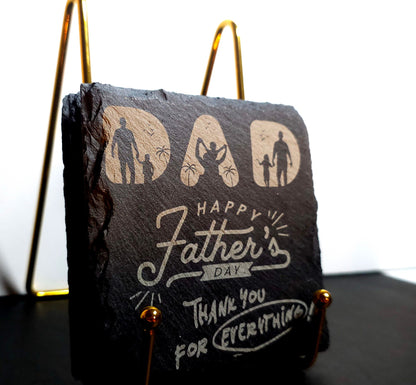 Set of 4 Slate Drink Coasters - Engraved Photo Slate Coasters - Custom Wedding Gift - Monogram Stone Coasters -Christmas Gift for Home