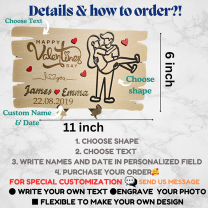 Personalized Wooden Valentine’s Gift – Engraved Love Plaque – Custom Couples Gift for Anniversaries, Weddings & Romantic Home Decor