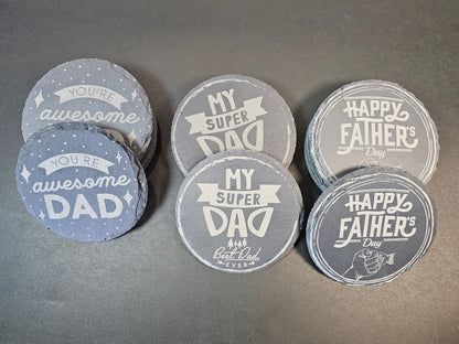 Set of 4 Slate Drink Coasters - Engraved Photo Slate Coasters - Custom Wedding Gift - Monogram Stone Coasters -Christmas Gift for Home