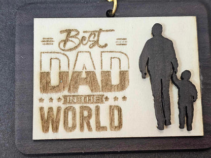 Father's Day Keychain, Wooden Engraved Keychain