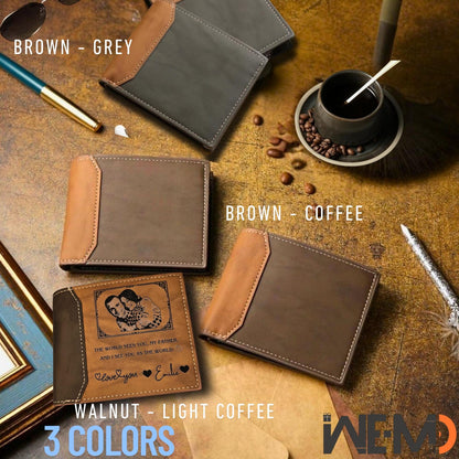 Personalized Wallet for Men – Custom Engraved Leather Wallet for Him – Fathers Day Gift, Dad Birthday Gift, husband gift, Money Holder