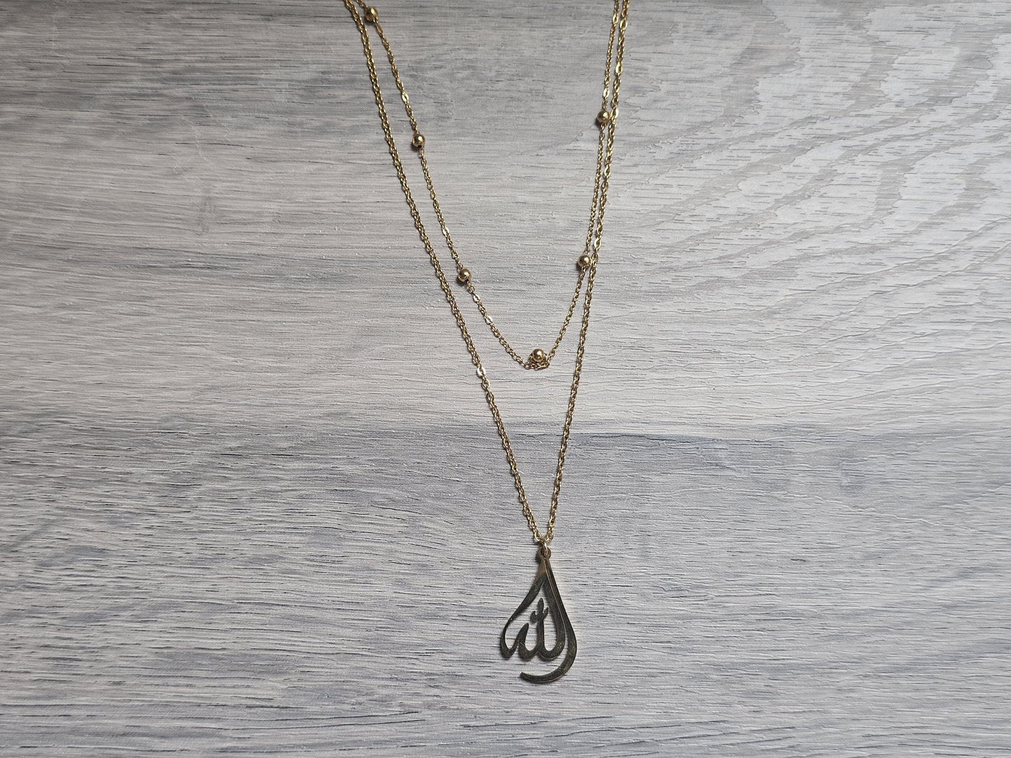 Allah Necklace - Unique Double Layer Islamic Jewelry - Gold Plated Gift for Muslim Women