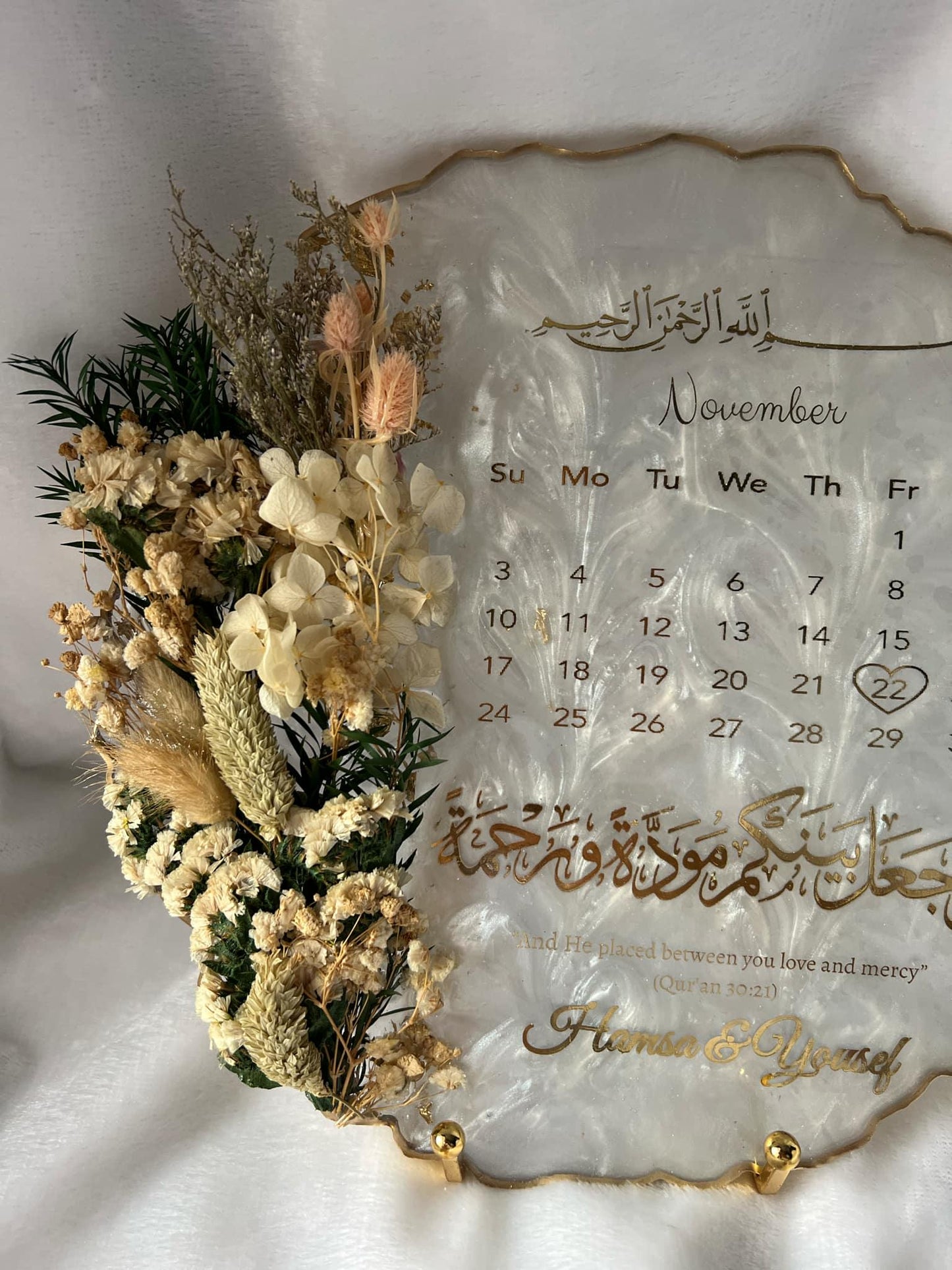 Personalized Floral Resin Plaque, Homemade resin, Nikkah Tray, Islamic Wedding Ring Tray, Engagement Tray, Wedding, Ring Dish, Islamic Gifts