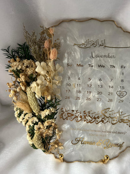 Personalized Floral Resin Plaque, Homemade resin, Nikkah Tray, Islamic Wedding Ring Tray, Engagement Tray, Wedding, Ring Dish, Islamic Gifts