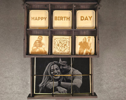 Personalized Valentine’s Chocolate Box with Laser Engraved Photos – Custom Gift for Couples, Anniversary, Husband, Wife, Boyfriend, Girlfriend – Wooden Luxury Keepsake with Acrylic & Chocolate – Romantic Proposal or Engagement Gift