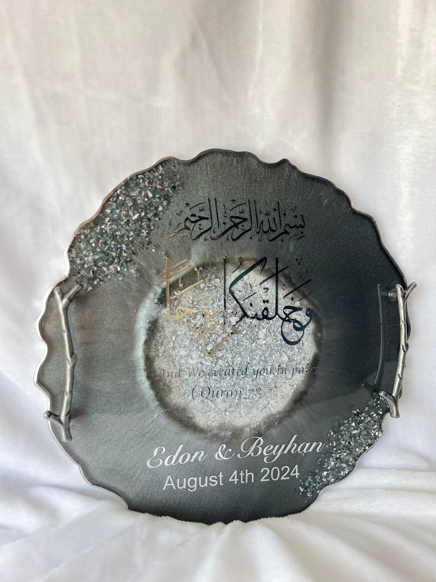Personalized Nikah Tray, Resin Epoxy Tray, Handmade resin, Wedding Tray, Islamic Wedding Ring Tray, Engagement Tray, Wedding, Islamic Gifts