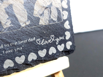 Set of 4 Slate Drink Coasters - Engraved Photo Slate Coasters - Custom Wedding Gift - Monogram Stone Coasters -Christmas Gift for Home