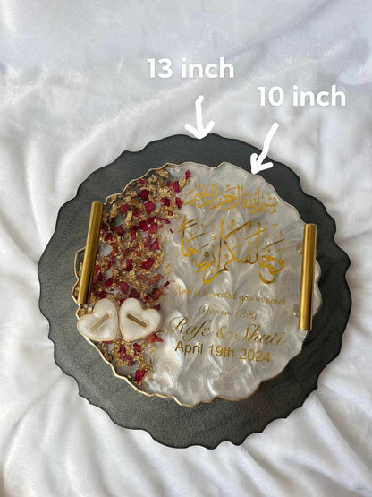 Personalized Wedding Resin Tray, Homemade resin, Nikkah Tray, Islamic Wedding Ring Tray, Engagement Tray, Wedding, Ring Dish, Islamic Gifts