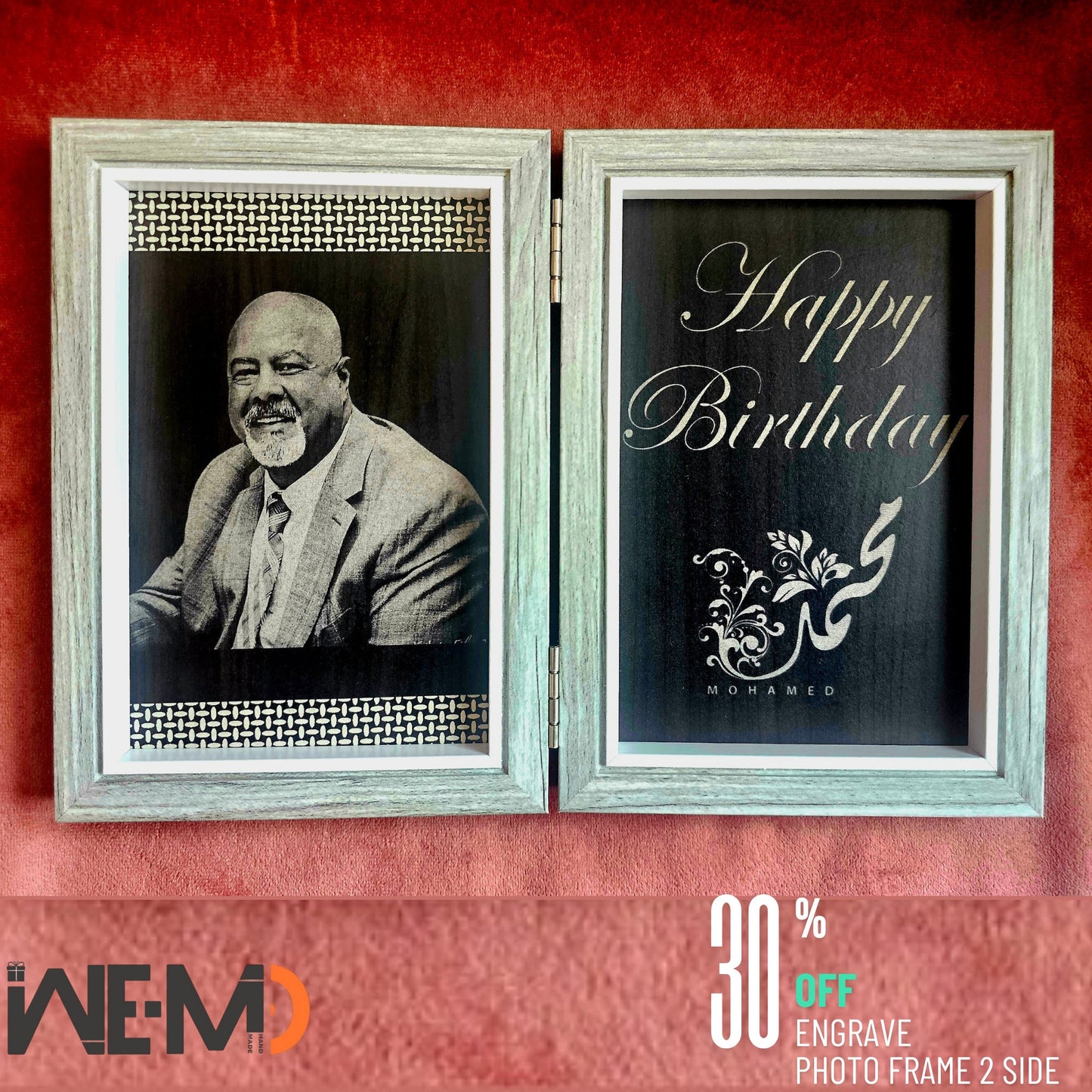 Personalized Wooden Engraved Photo Frame – Custom Gift for Valentine’s Day, Anniversary, Wedding & Birthday