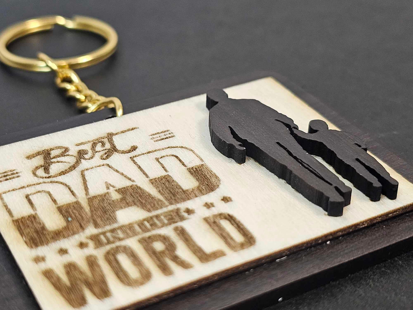 Father's Day Keychain, Wooden Engraved Keychain