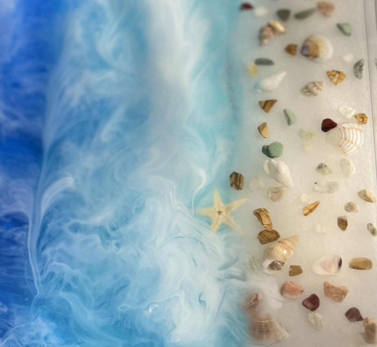 Handmade Acrilic ocean tray, Resin tray, epoxy  Tray Seascape, decorative tray, home decor, tray with handles, unique Mother's Day Gifts